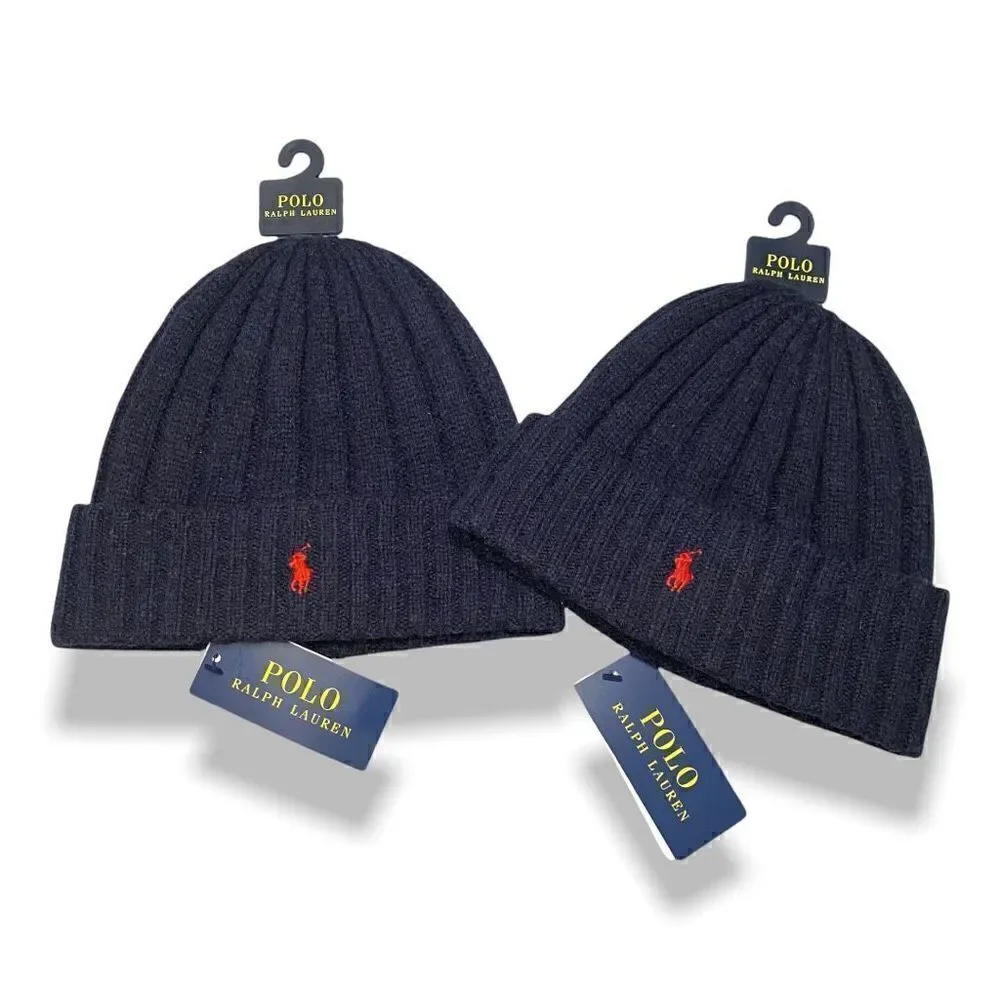 Polo Ralph Lauren Mens Signature Wool Cuffed Beanie Blue Red One Size (b) New